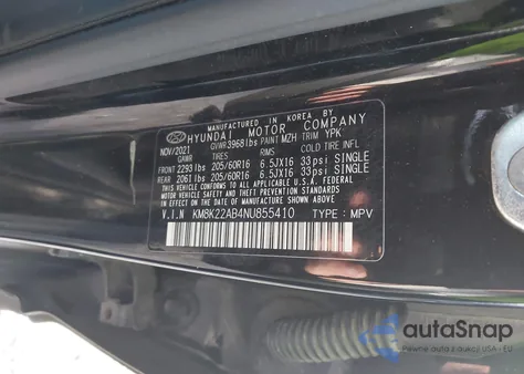 2022 Hyundai Kona Se z USA, uszkodzony, nr VIN KM8K22AB4NU855410